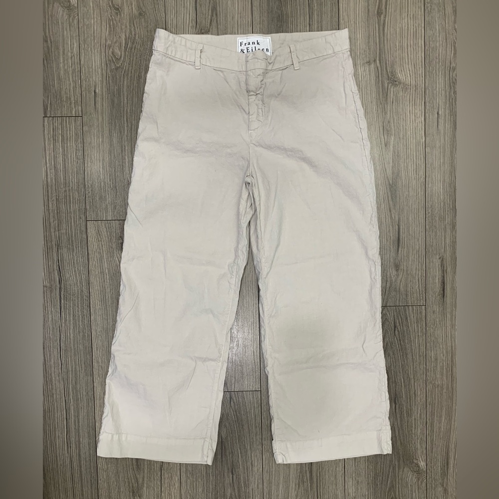 Frank & Eileen Waterford Wexford Flax Linen Pants Cement Beige Size 14 - Picture 3 of 11